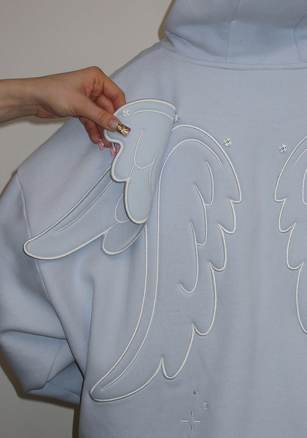 STITCH WINGS ZIP HOODIE BABY BLUE (DETACHABLE WINGS)